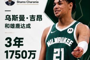 乌斯曼·吉昂与雄鹿续签3年1750万美元合约